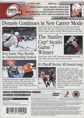 NHL FaceOff 2003 box cover back